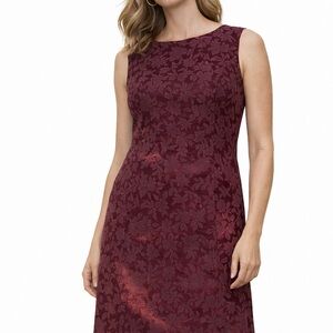 Amanda Laura Burgundy Floral Velvet Sleeveless Midi Dress Women’s XS